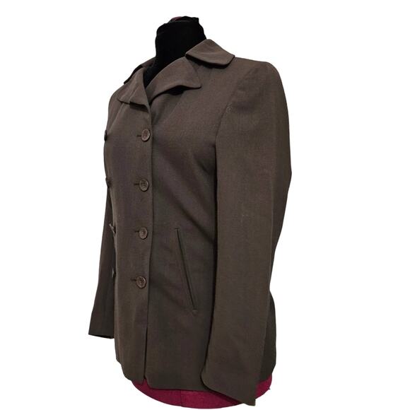Ann Freedberg 100% Wool Double Breasted Long Line Chocolate Brown Blazer - Picture 2 of 10